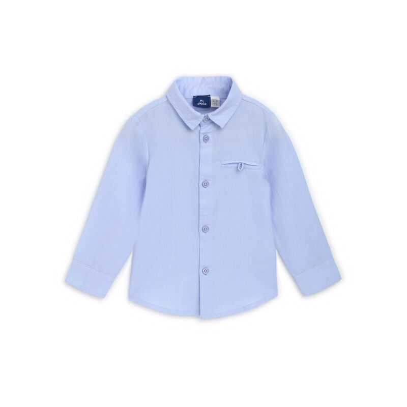 Boys Light Blue Solid Long Sleeve Shirt image number 0